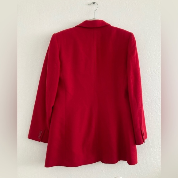 Vintage Lands' End Wool Cashmere Blazer Red Shoulder Pads Academia Preppy Size 8 - Picture 9 of 13